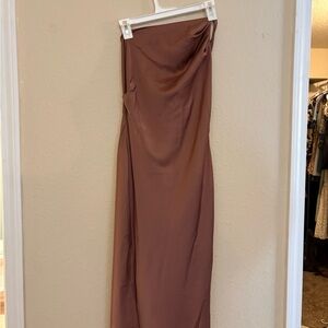 Elegant Backless Brown Dress